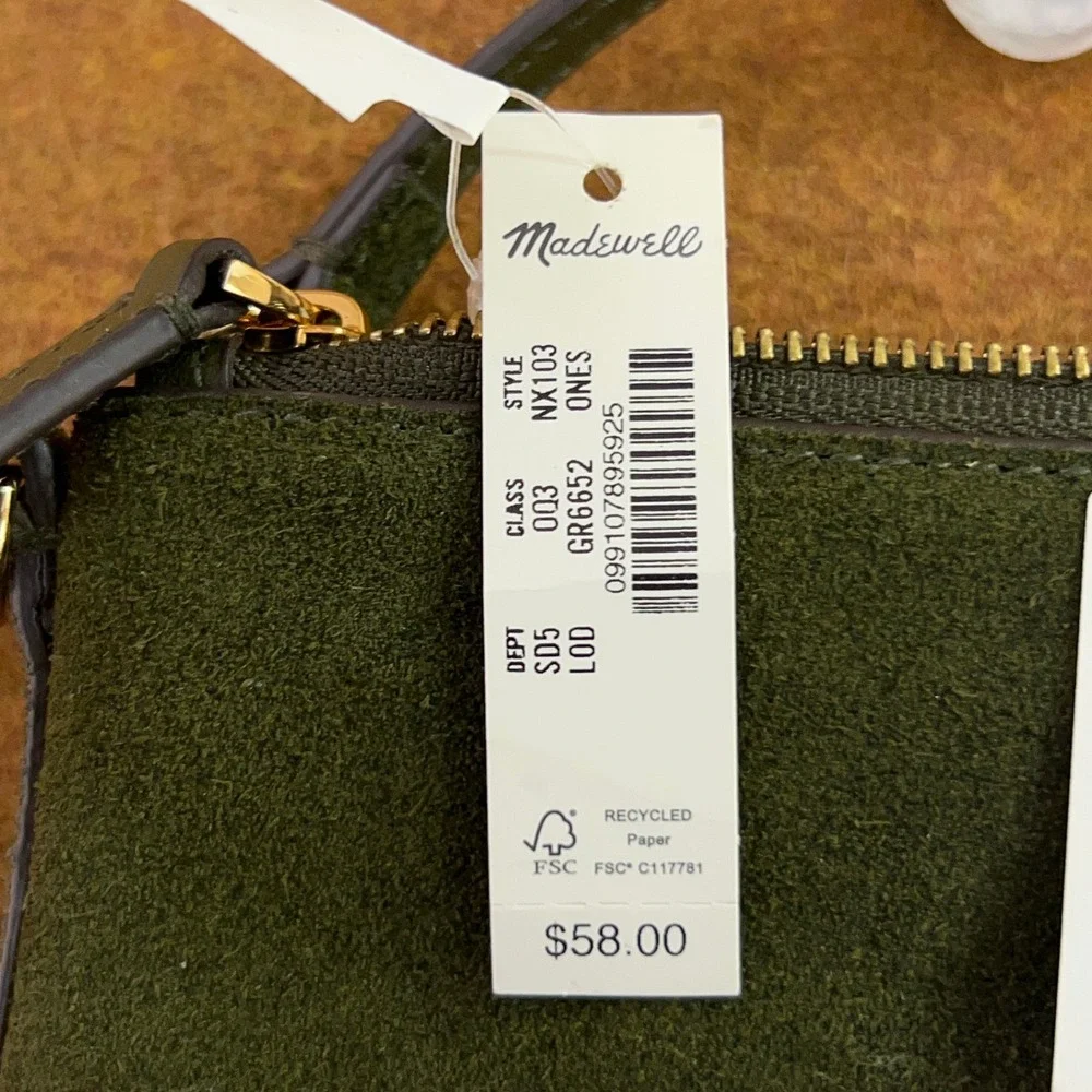 Madewell Womens OS Green Suede Leather NX103 Mini Pouch Bag NWT - Picture 2 of 14